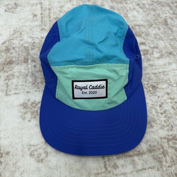 Royal Caddie Hat Cap Strap Back Blue Green Patch Lightweight Golf Mens One Size - Picture 1 of 6